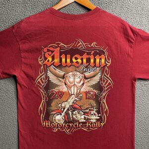 Vintage Y2K Austin Texas Biker Rally T Shirt Skull Tribal Graphic Mens Large